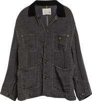 R13 Relaxed Corduroy Collar Linen & Cotton Chore Jacket