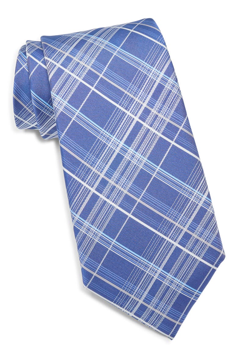 Walker Plaid Tie, Main, color, NAVY