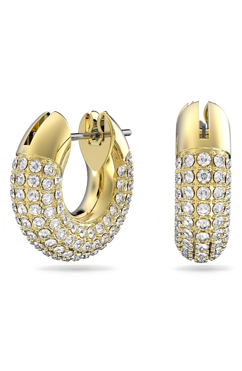 Swarovski Dextera Pavé Hoop Earrings, Alternate, color, Crystal Gold