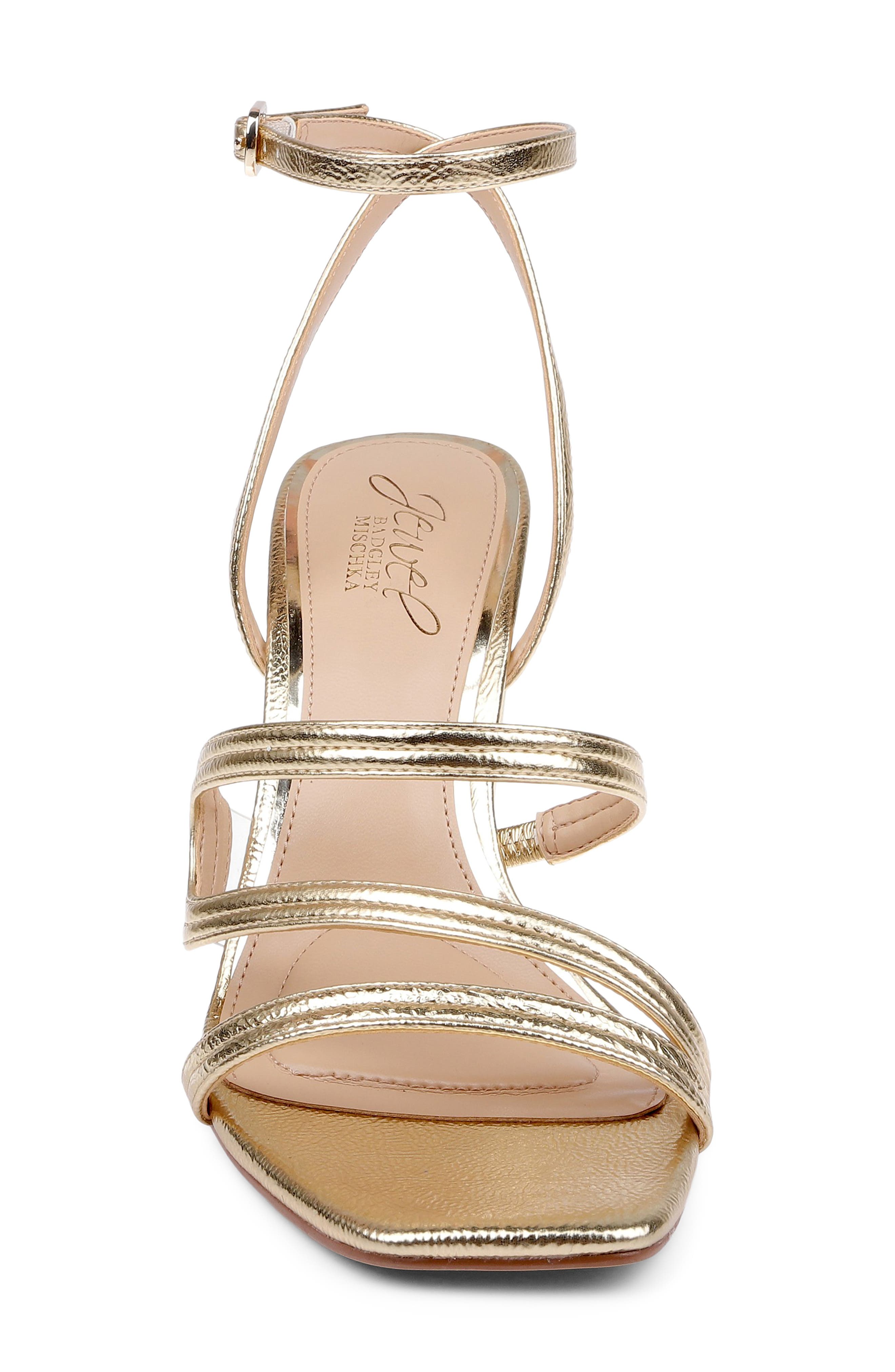 Zedina Ankle Strap Sandal, Alternate, color, GOLD PATENT
