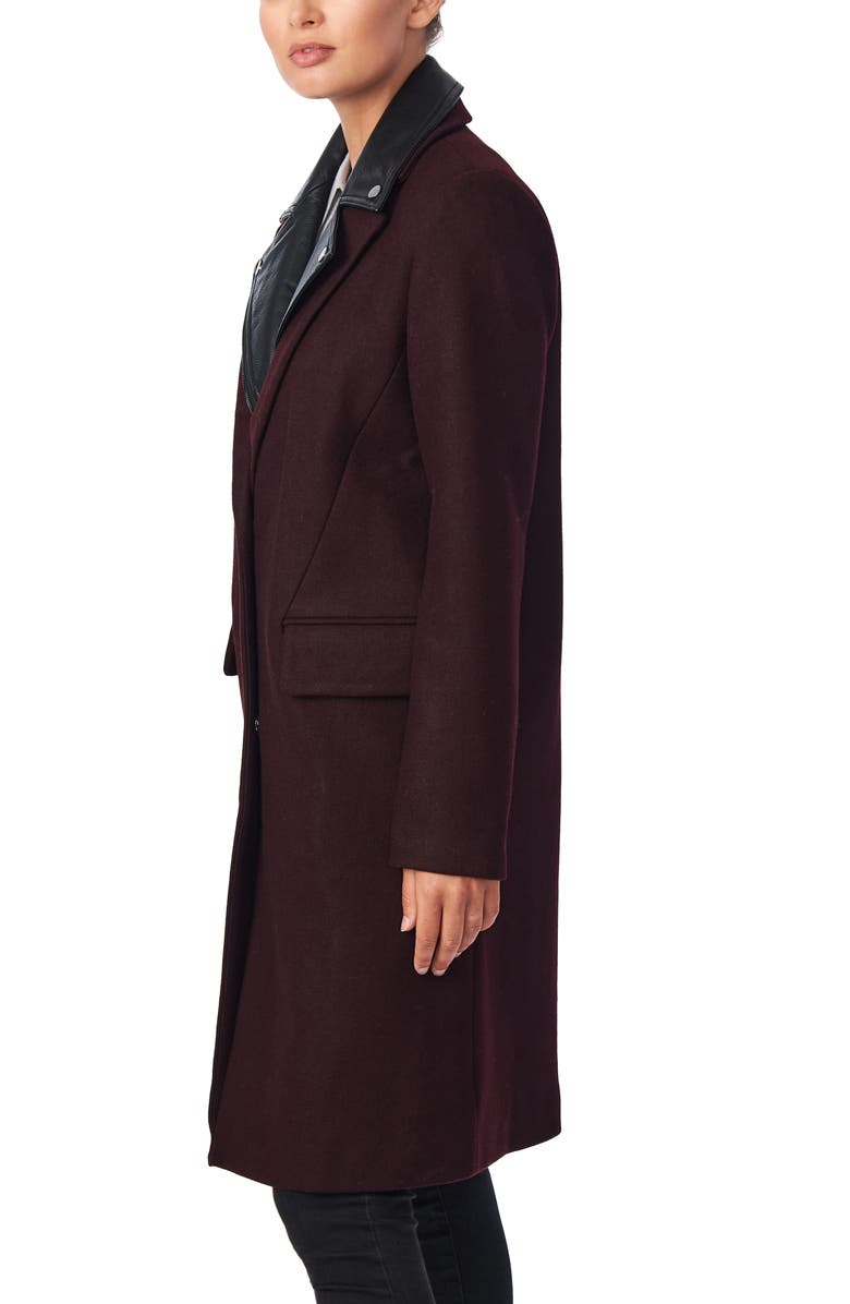 Bernardo Wool Blend Coat with Removable Faux Leather Moto Insert, Alternate, color,