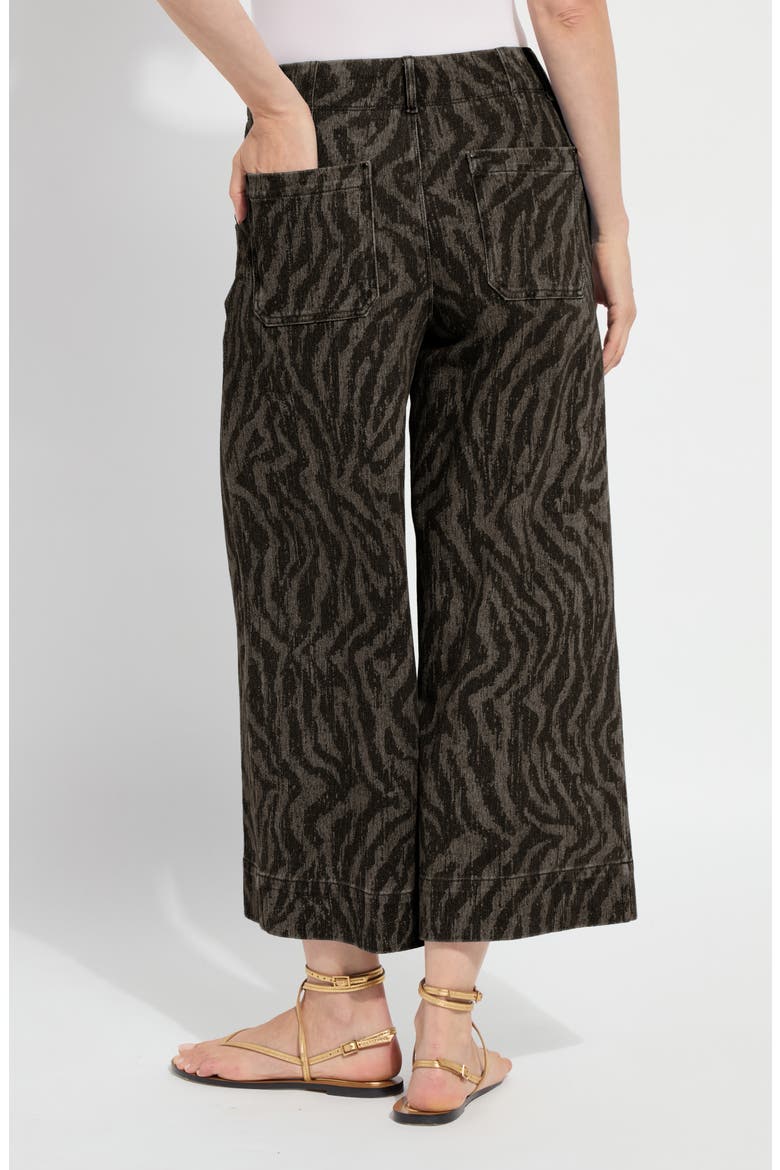 Leo Print High Waist Ankle Wide Leg Denim Pants, Alternate, color, BLACK/GREY CURRENT RIPPLES