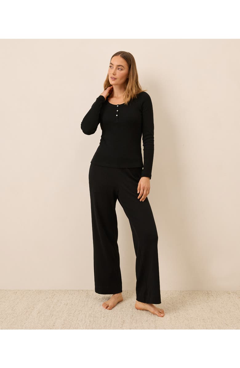 Pact Dream Rib Wide Leg Lounge Pant, Alternate, color, Black