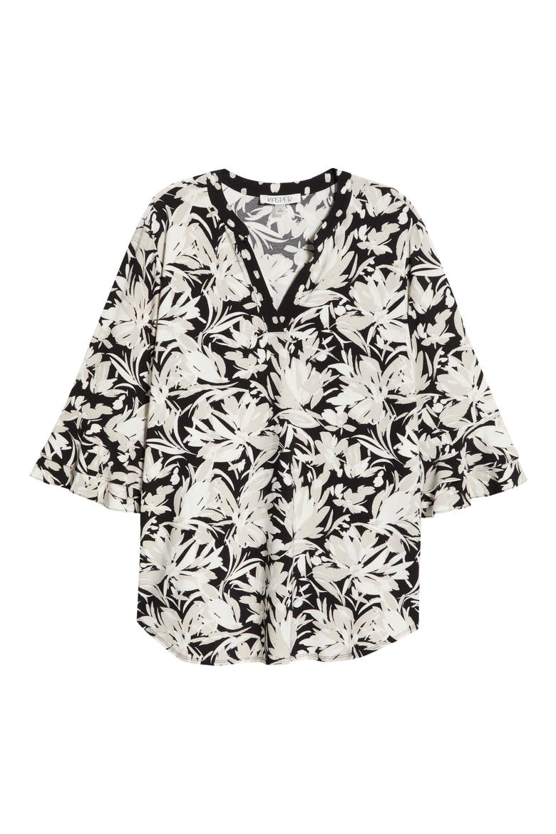 Floral Print Stretch Crepe Top, Alternate, color, SUMMER STRAW MULTI