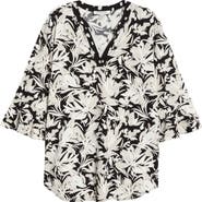 KASPER Floral Print Stretch Crepe Top