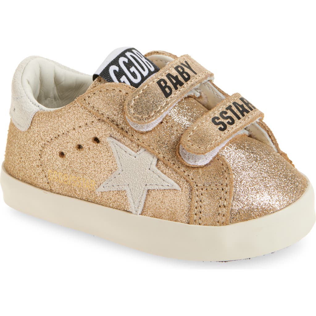 Golden Goose School Laminated Sneaker In Platinum/white