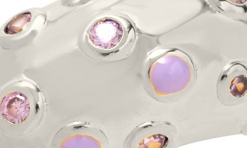 Sterling Forever Emberly Cubic Zirconia & Enamel Dot Dome Ring