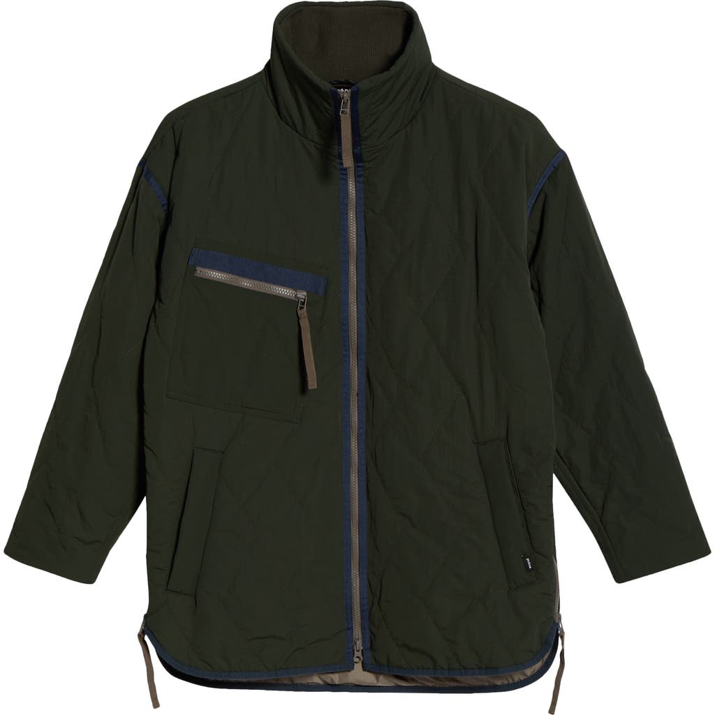 Prana Encinitas Water Repellent Quilted Field Coat In Green