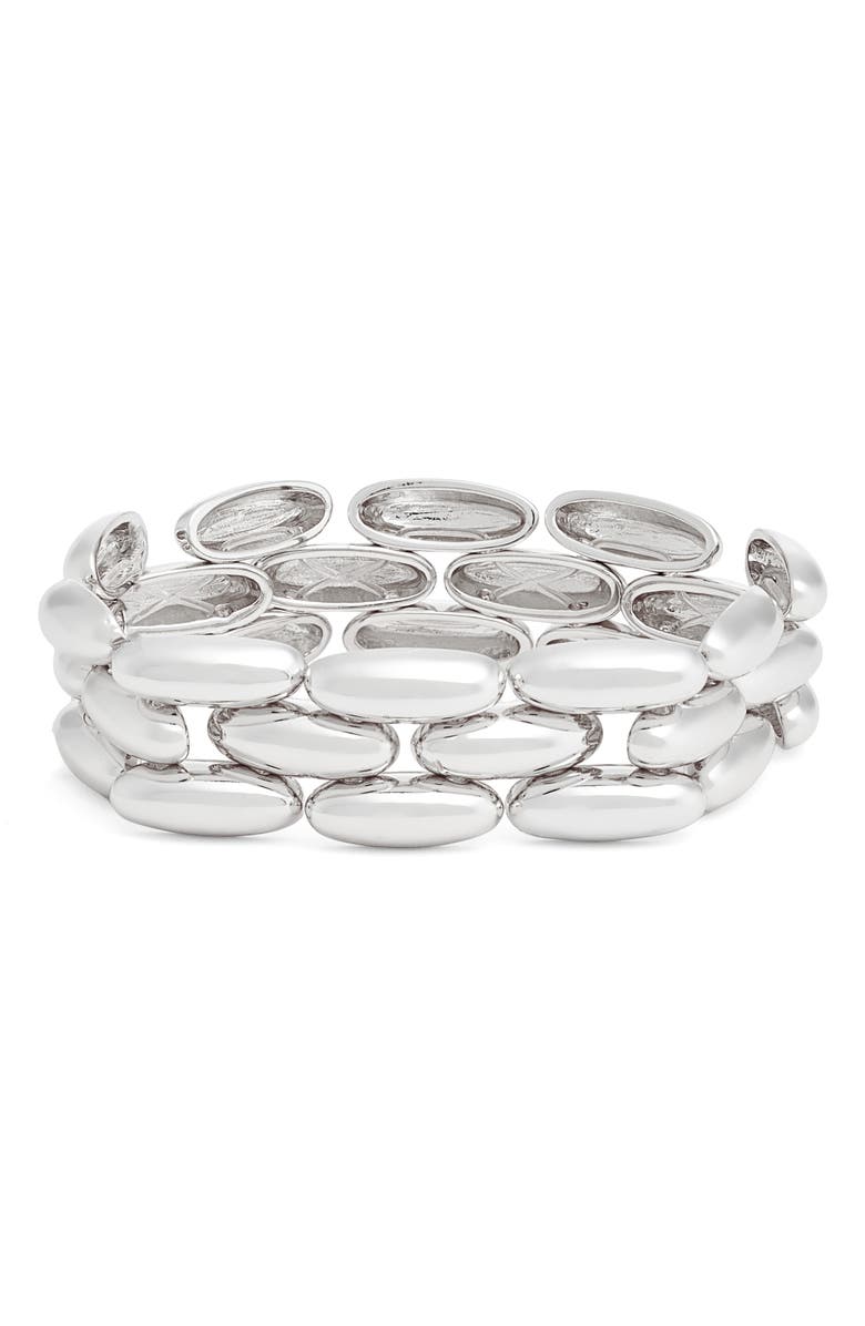 Nordstrom Pebble Link Wide Stretch Bracelet, Main, color, Silver