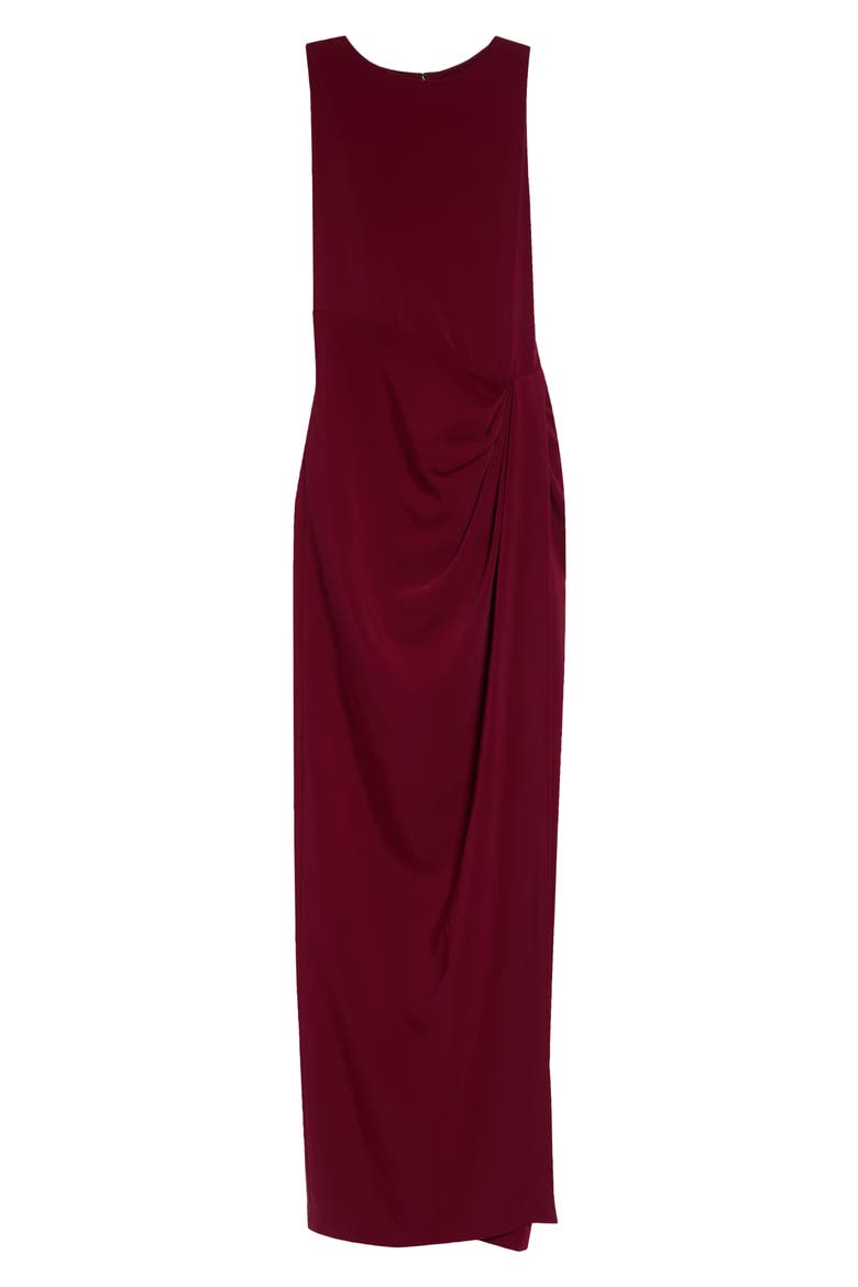 Drape Detail Cady Gown, Main, color, CLARET