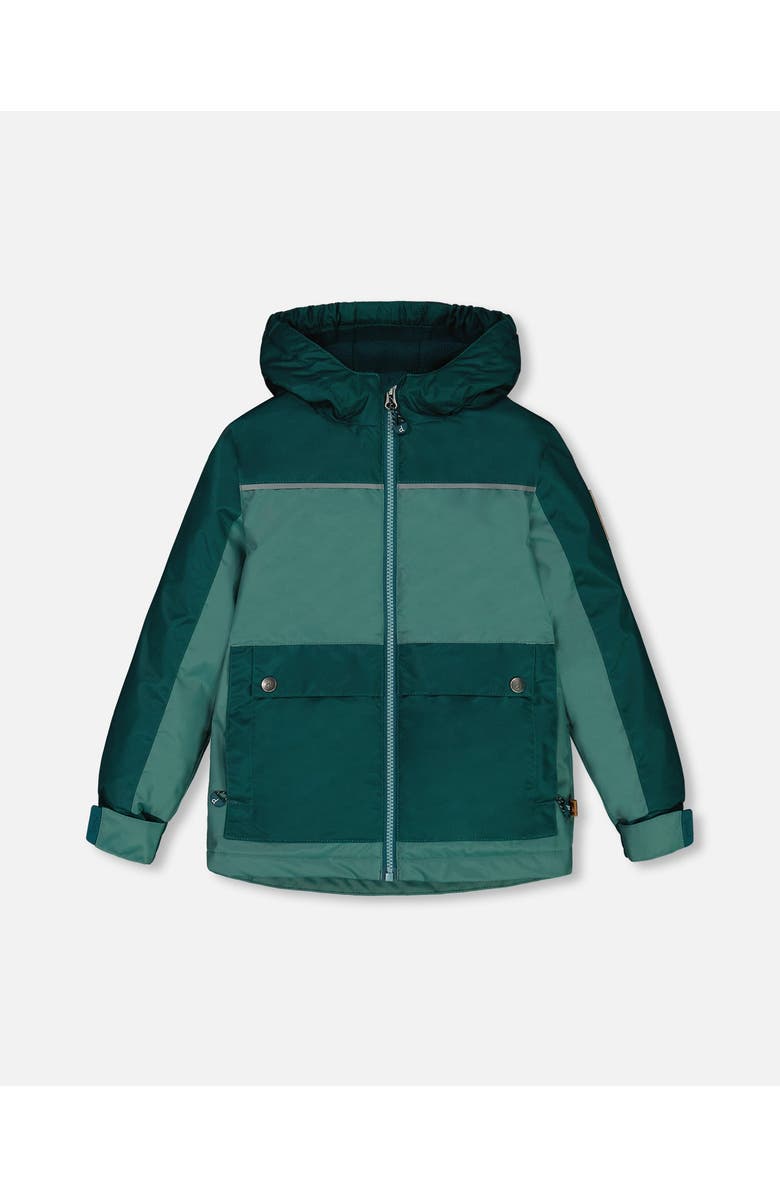 Deux par Deux Little Boy's Colorblock Mid-Season Jacket Forest Green And Emerald, Main, color, 