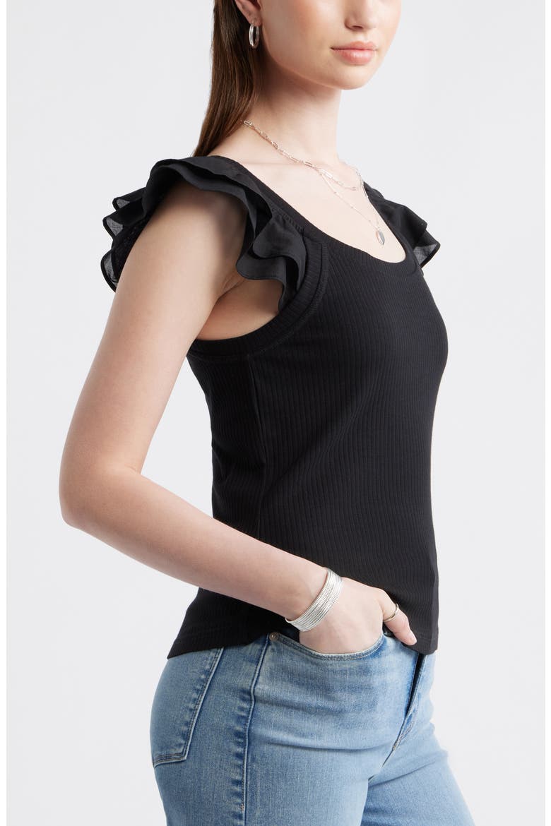 Rib Flutter Tank, Alternate, color, BLACK