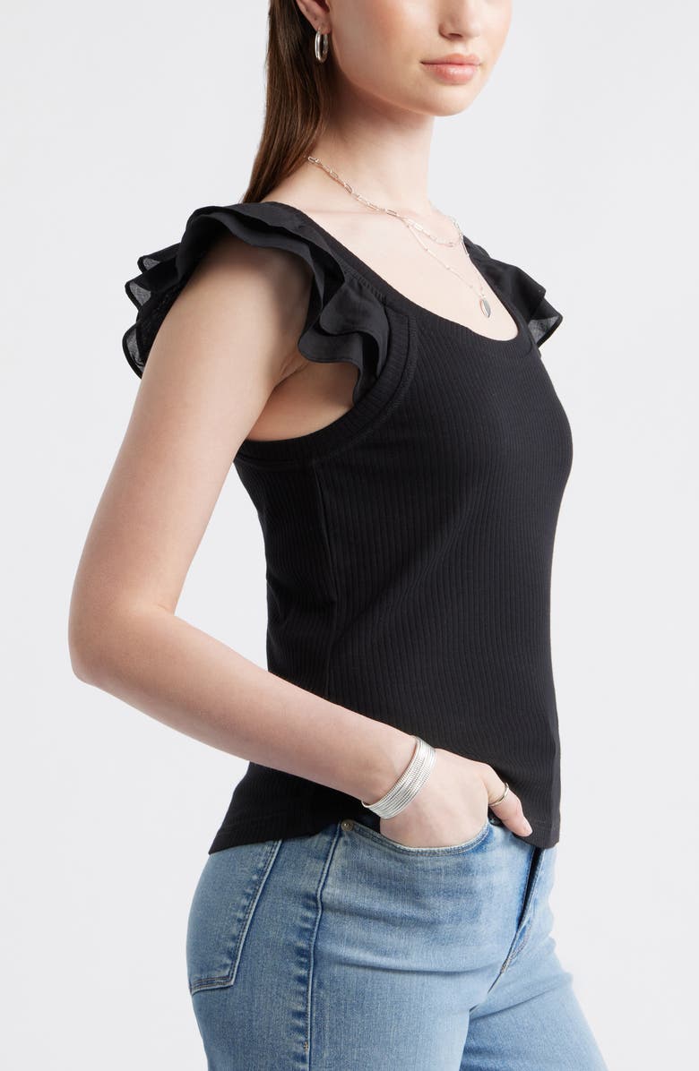 Treasure & Bond Rib Flutter Tank, Alternate, color, Black