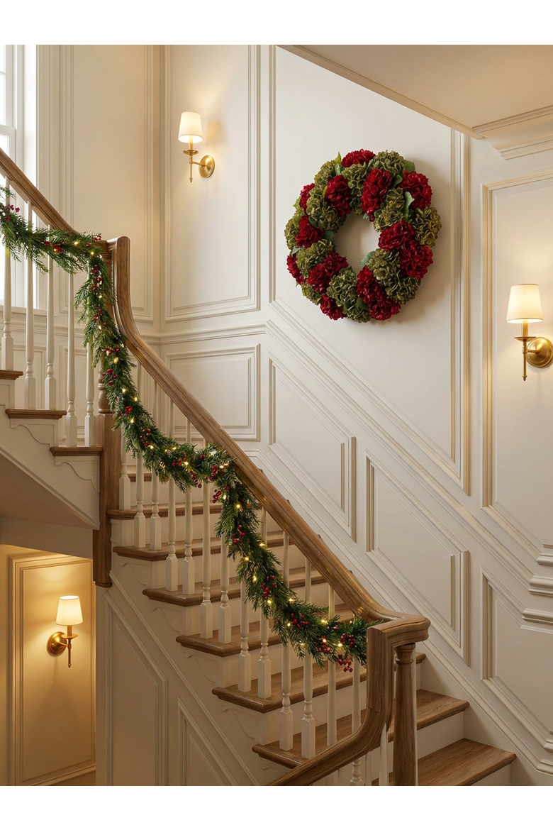 Elodie Holiday Wreath, Alternate, color, Red