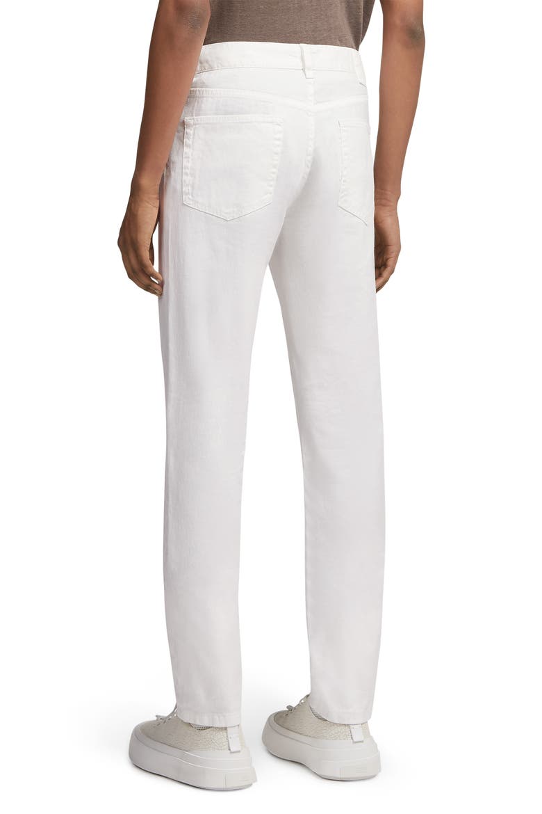 Garment Dyed Stretch Linen & Cotton Slim Fit Jeans, Alternate, color, WHITE