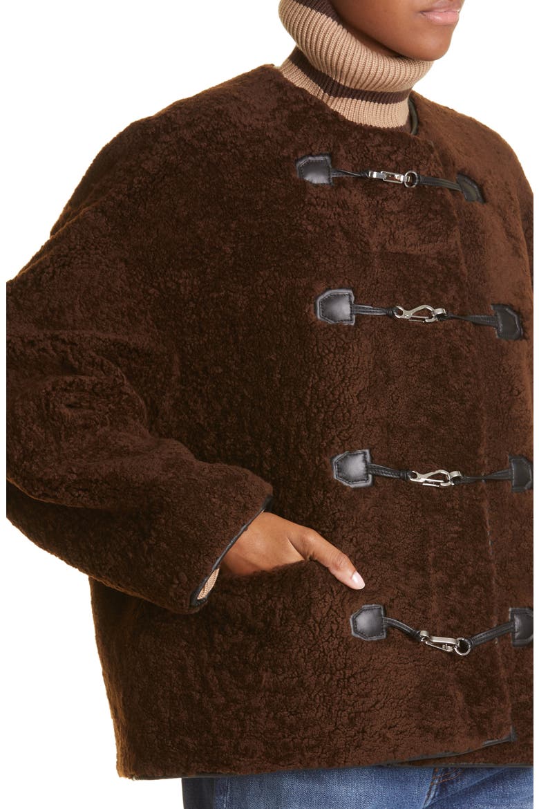 Teddy Genuine Shearling Jacket, Alternate, color, SADDLE BROWN