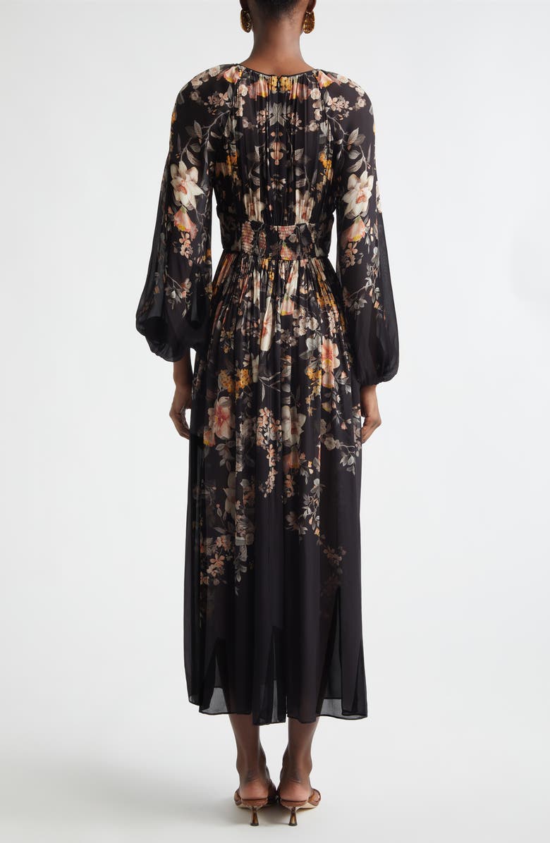 Zimmermann Kindred Spirit Carousel Floral Long Sleeve Midi Dress, Alternate, color, Black Songbird