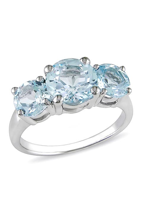 Blue Topaz Triple Stone Ring