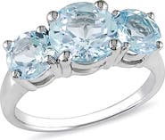 DELMAR Blue Topaz Triple Stone Ring