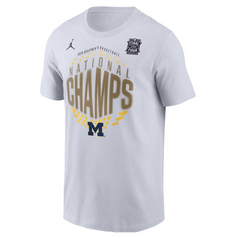 Men's Jordan Brand White Michigan Wolverines 2026 NCAA Men's Basketball National Champions Locker Room T-Shirt