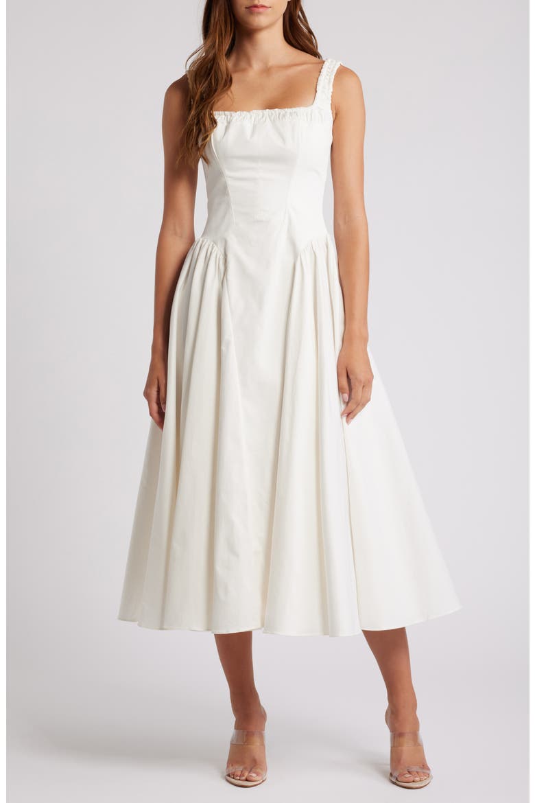 Dorothy Floral Stretch Cotton Dress, Alternate, color, WHITE