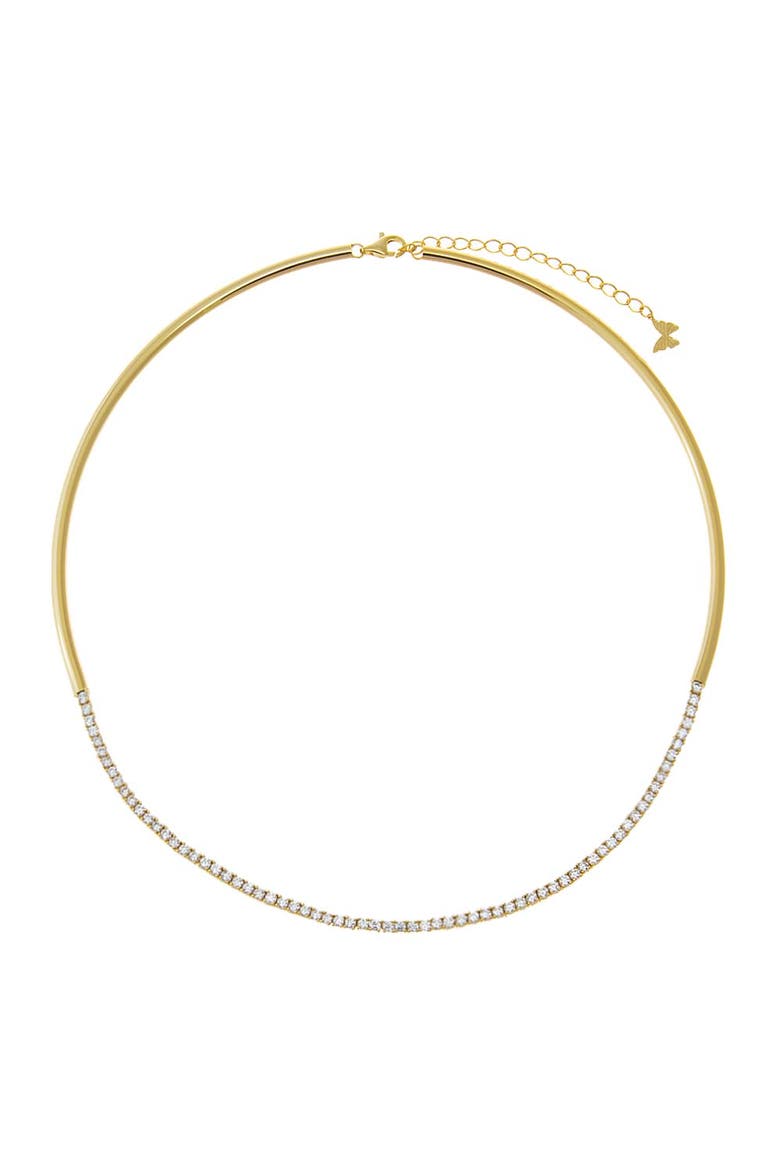 CZ Half Tennis Thin Collar Choker Necklace, Alternate, color, Gold