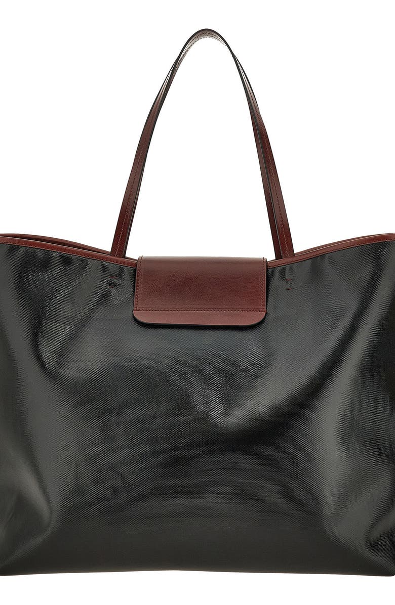 Versace Large Vivian Coated Canvas & Leather Tote, Alternate, color, Black Rosewood-Gold 82