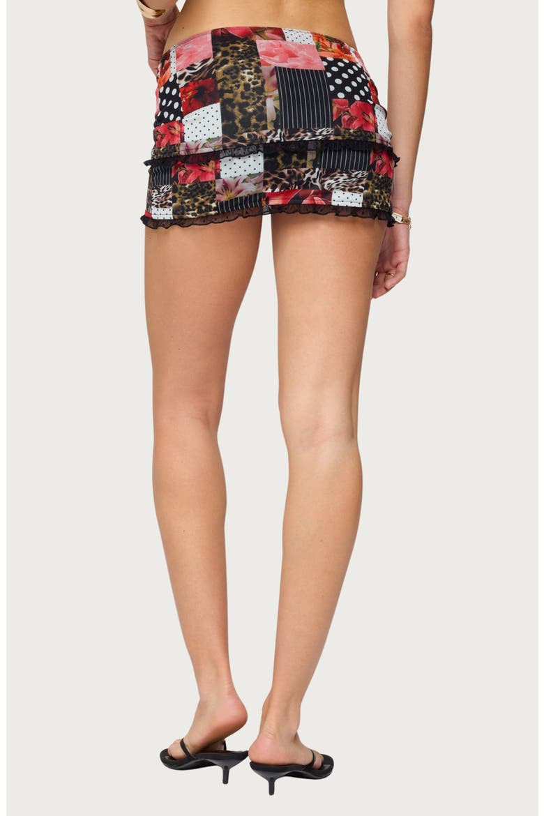 Kylo Cinched Print Mesh Miniskirt, Alternate, color, MIX