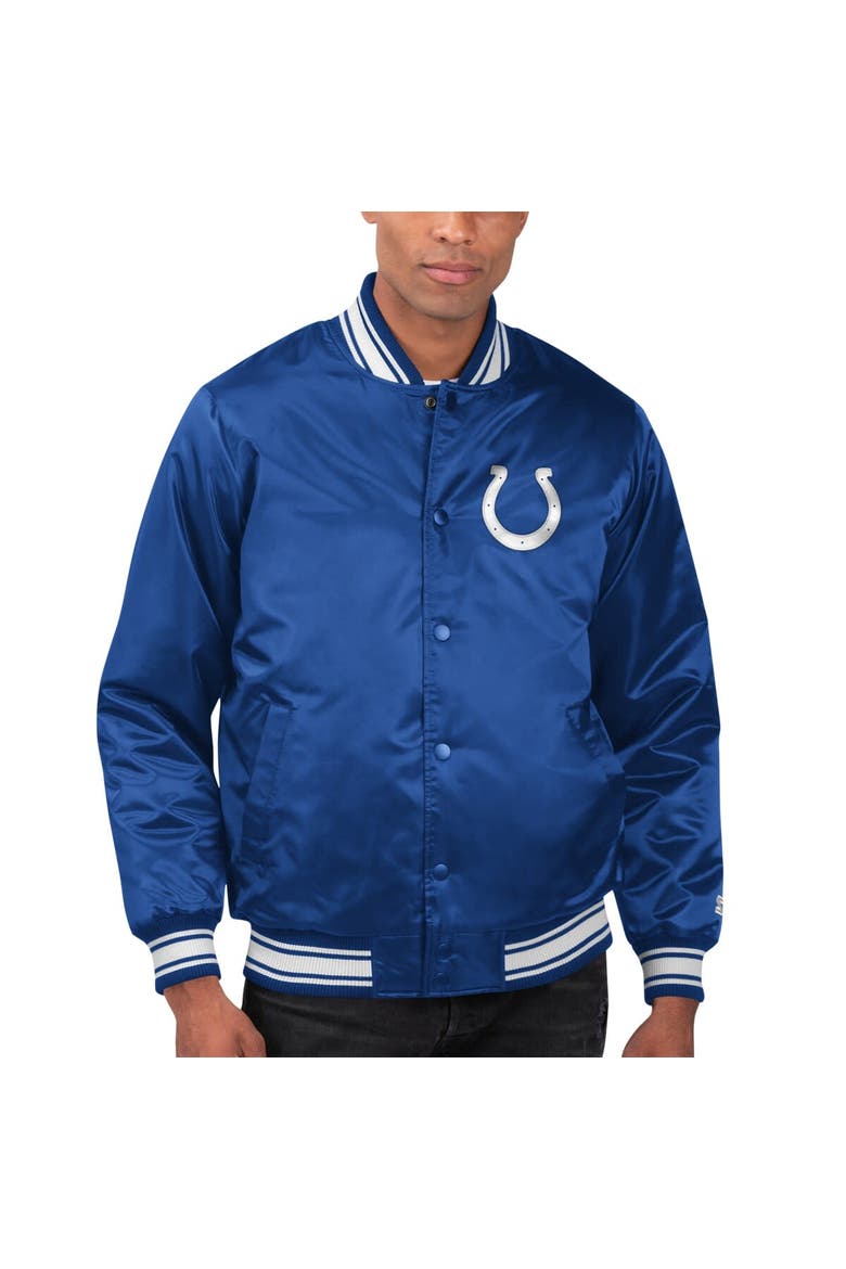 Men's Starter Royal Indianapolis Colts Locker Room Satin Varsity Full-Snap Jacket, Main, color, Royal