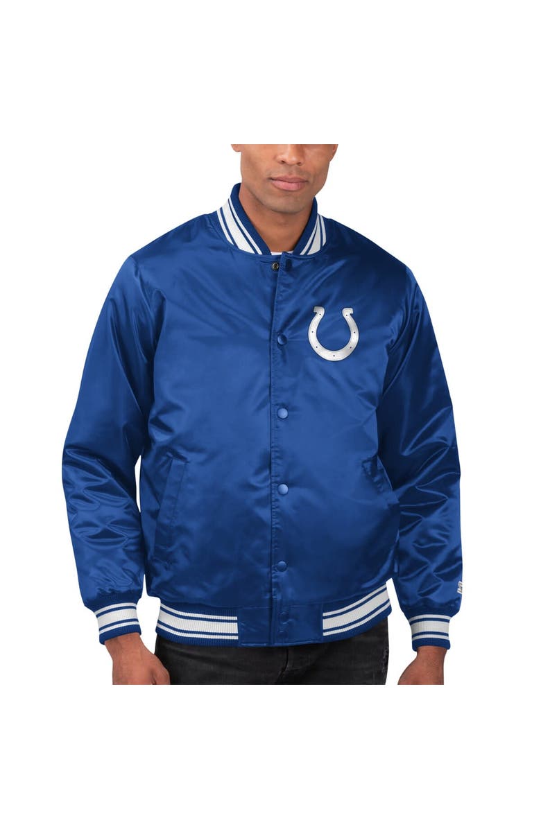 STARTER Men's Starter Royal Indianapolis Colts Locker Room Satin Varsity Full-Snap Jacket, Main, color, Royal