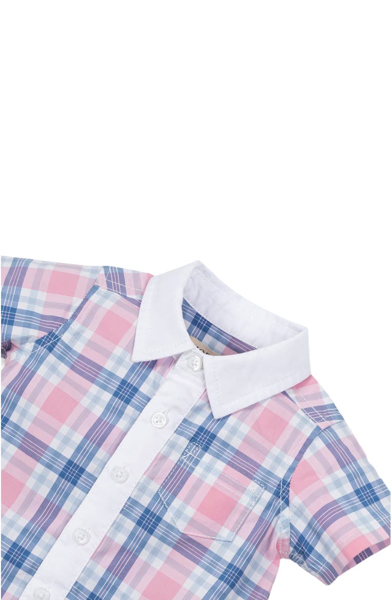 Hope & Henry Baby Poplin Button Front Romper, Infant, Alternate, color, Fresh Pink And Blue Plaid
