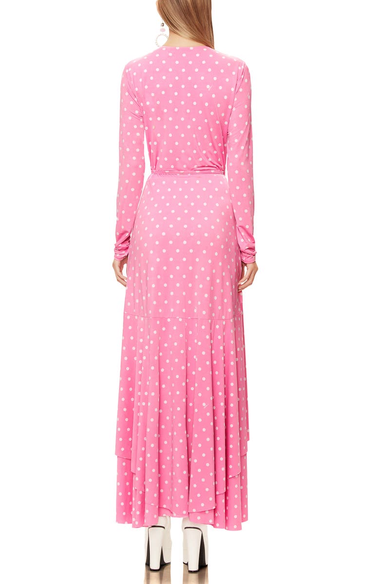 AFRM Elodie Ruffle Hem Long Sleeve Wrap High/Low Dress, Alternate, color, 