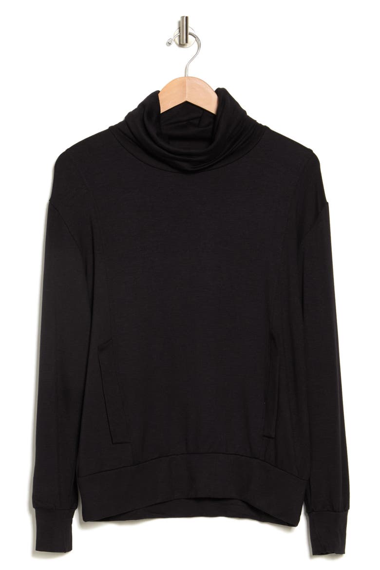 Turtleneck Banded Sweater, Alternate, color, BLACK PRINT 1