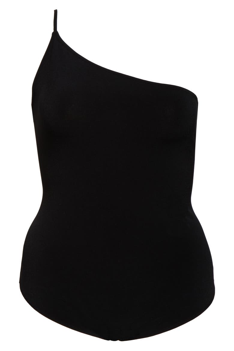 One-Shoulder Bodysuit, Alternate, color, BLACK