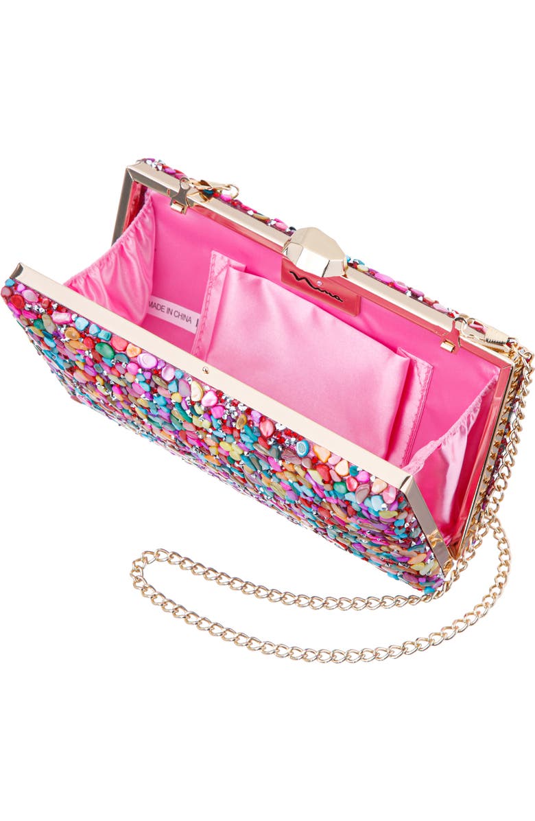 Nina Embellished Clutch, Alternate, color, Pink Multi