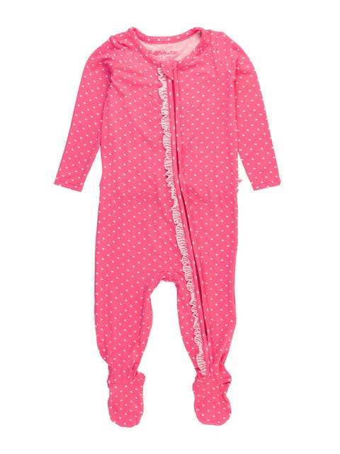 SoftSnooze Baby Girls Ruffle One Piece Footie Pajamas