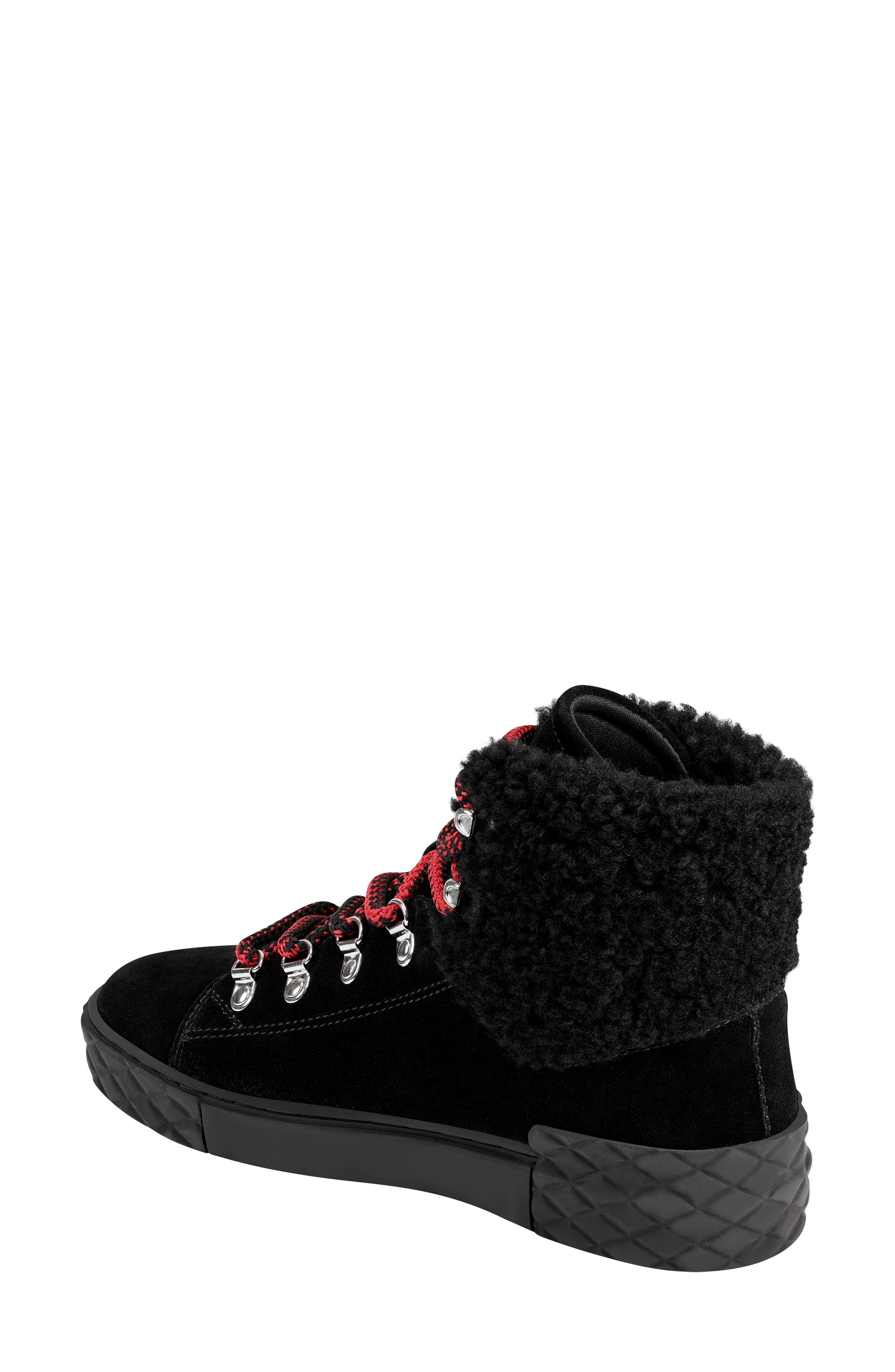 Marc Fisher LTD Davie Water Resistant Lace-Up Sneaker with Faux Fur Trim, Alternate, color, 