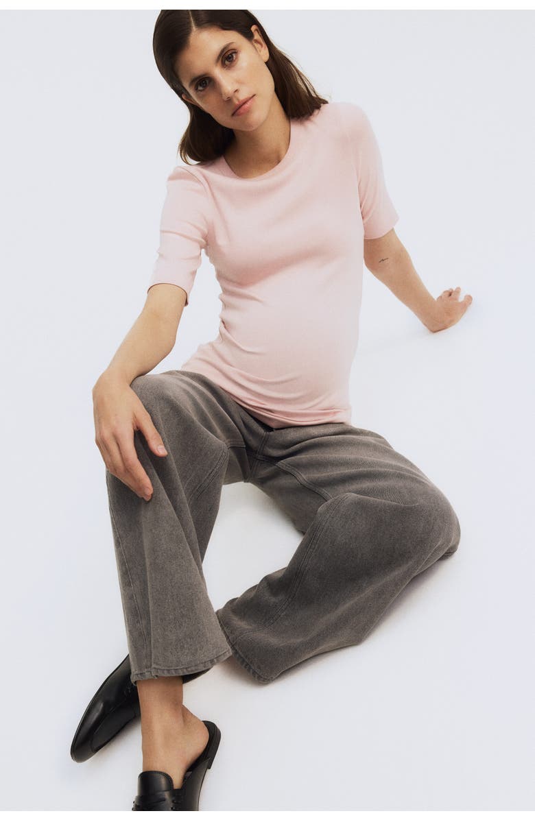H&M Mama Fitted T-shirt, Alternate, color, Light Pink