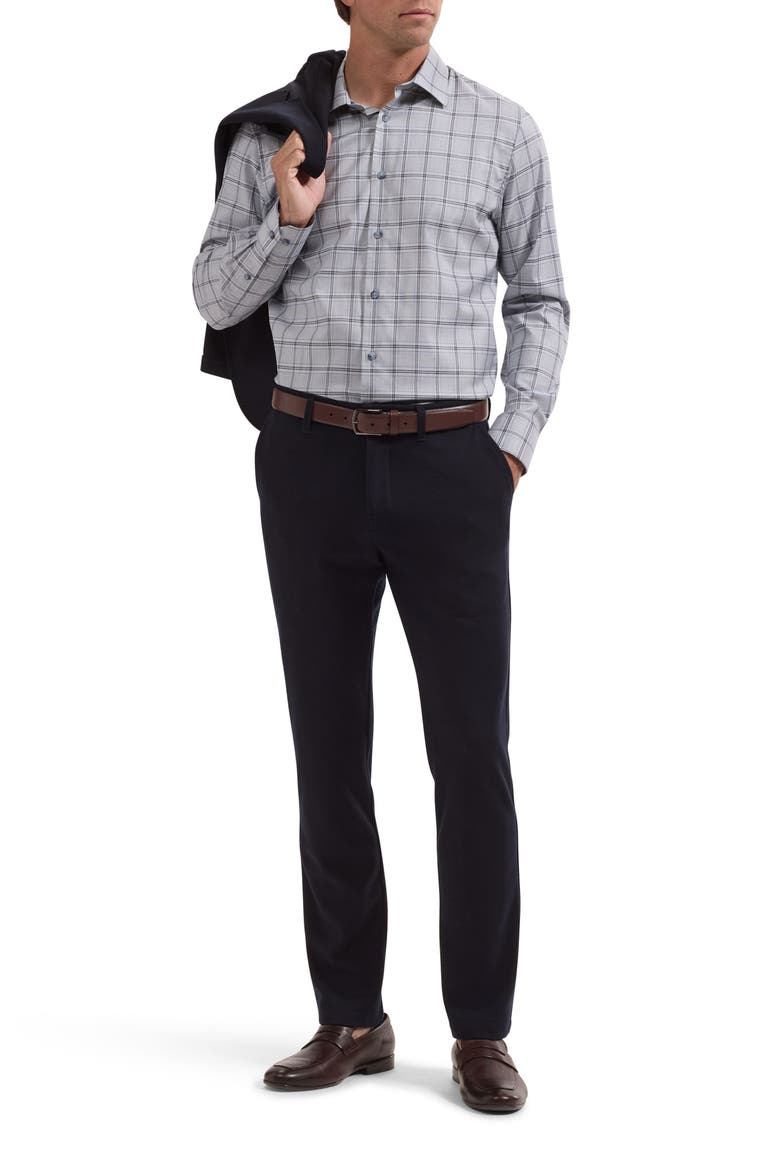 Julian Shaped Fit Plaid Stretch Button-Up Shirt, Alternate, color, AIR BLUE