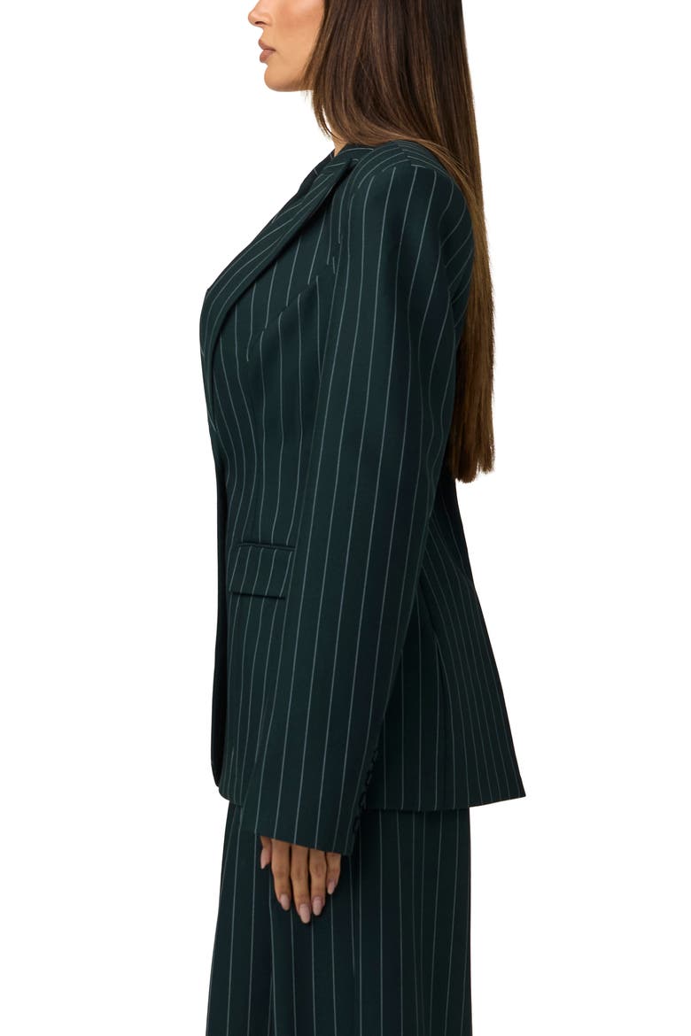 Pinstriped Suited Blazer, Alternate, color, MIDNIGHT TEAL