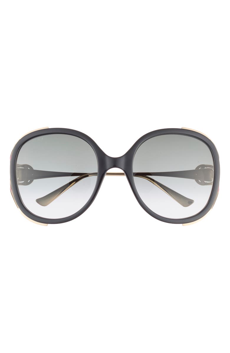 Gucci 56mm Round Sunglasses, Main, color, Black Gold Grey