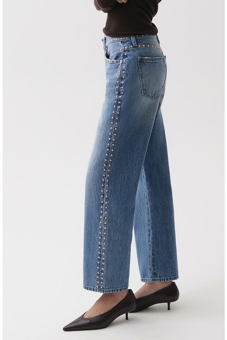 Lexi High Waist Ankle Straight Leg Jeans, Alternate, color, STAR STUDDED
