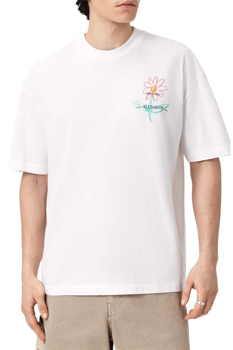 Crayo Floral Cotton Graphic T-Shirt, Main, color, ASHEN WHITE