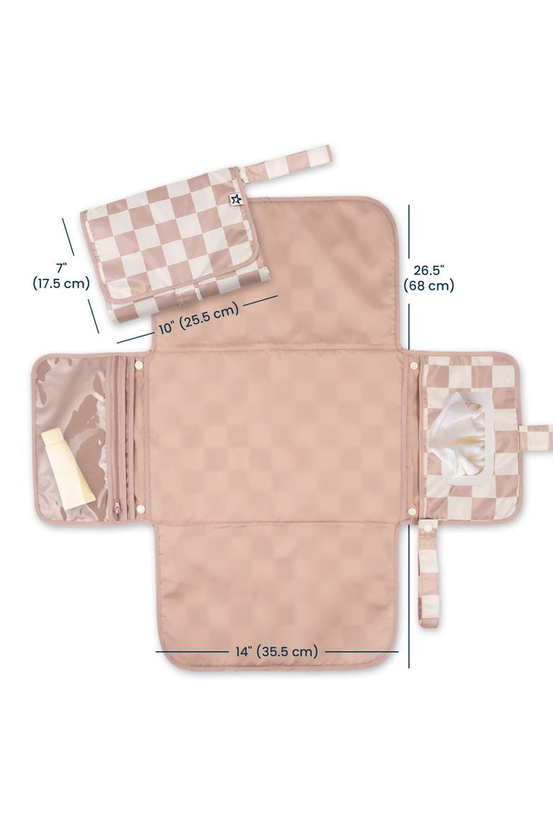 Portable/Foldable Waterproof Diaper Changing Pad with Smart Wipes Pocket, Alternate, color, Beige Checkers