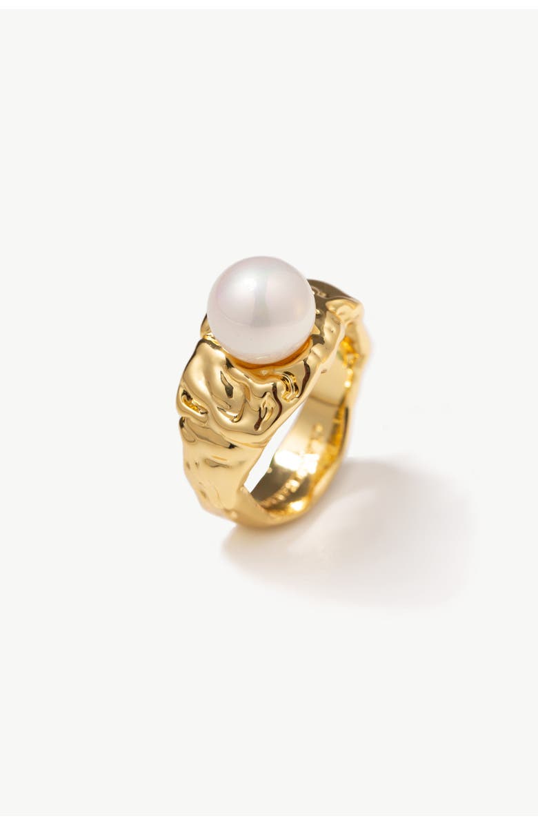 Classicharms Nora Freshwater Pearl Molten Statement Ring, Main, color, Gold