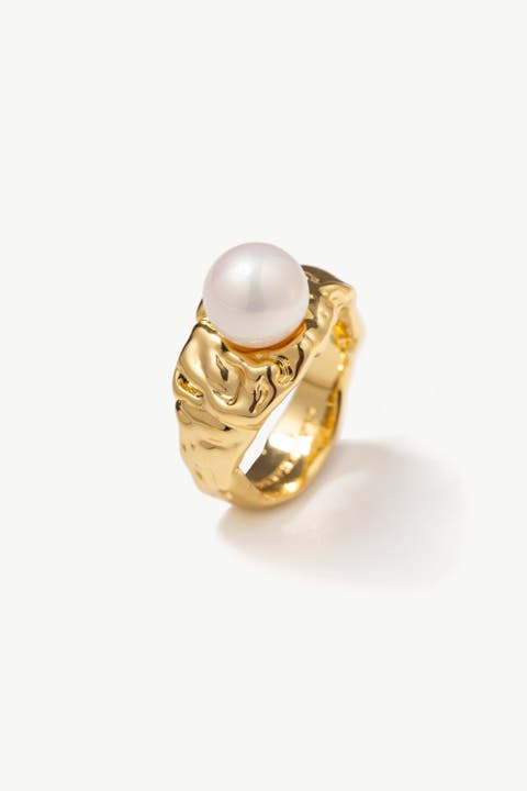Nora Freshwater Pearl Molten Statement Ring