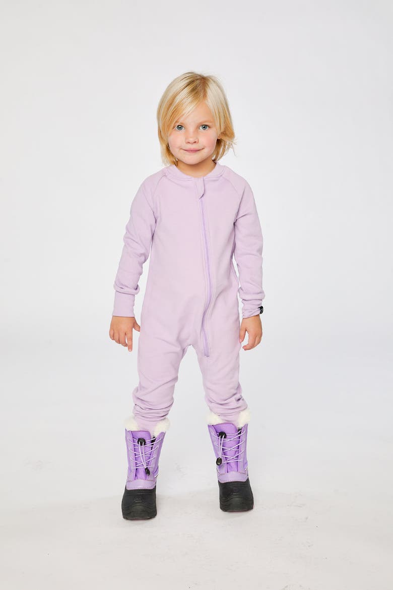 One Piece Asymmetric Zip Brushed Thermal Underwear, Alternate, color, Lavender