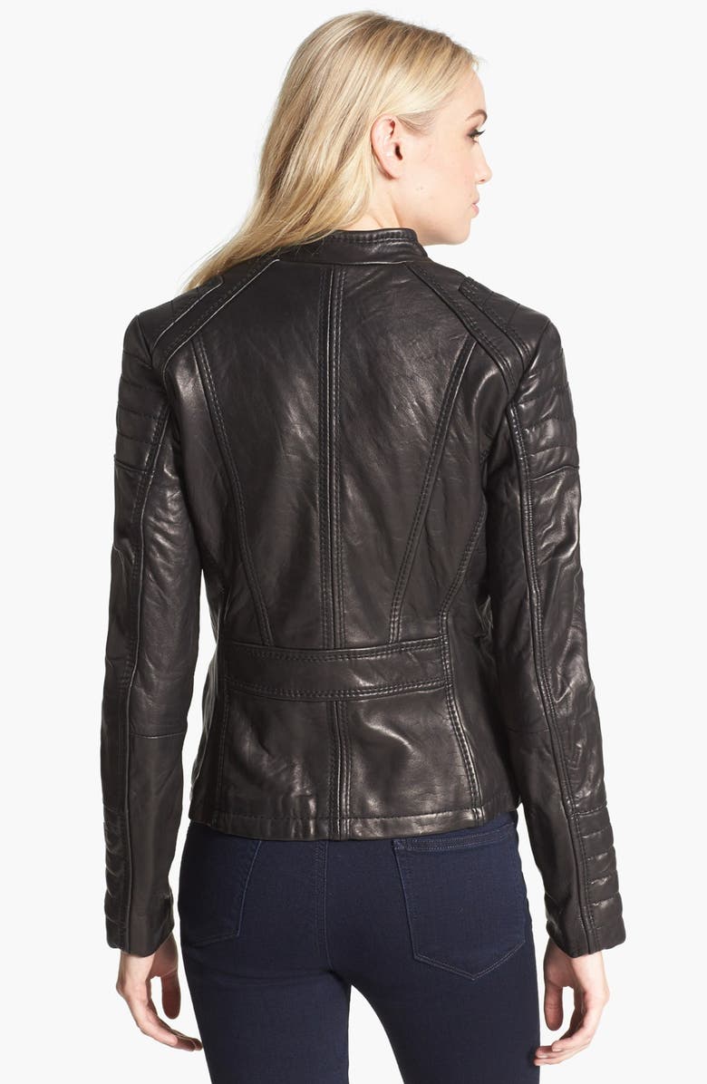 MICHAEL Michael Kors Quilt Trim Leather Scuba Jacket, Alternate, color,