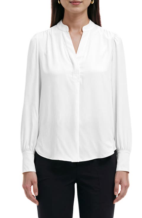 Textured Crepe Long Sleeve Top