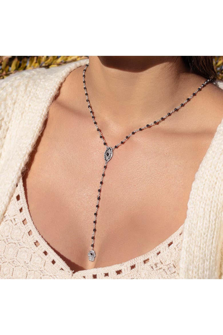 Stand in Strength Rosary Hematite Stone Necklace, Alternate, color, Silver/Grey